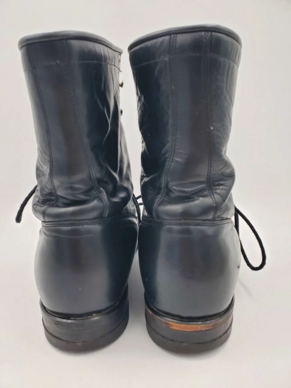 Justin 506 Boots Mens 9 1/2 D Black Leather Kiltie Lace Up Roper Western USA